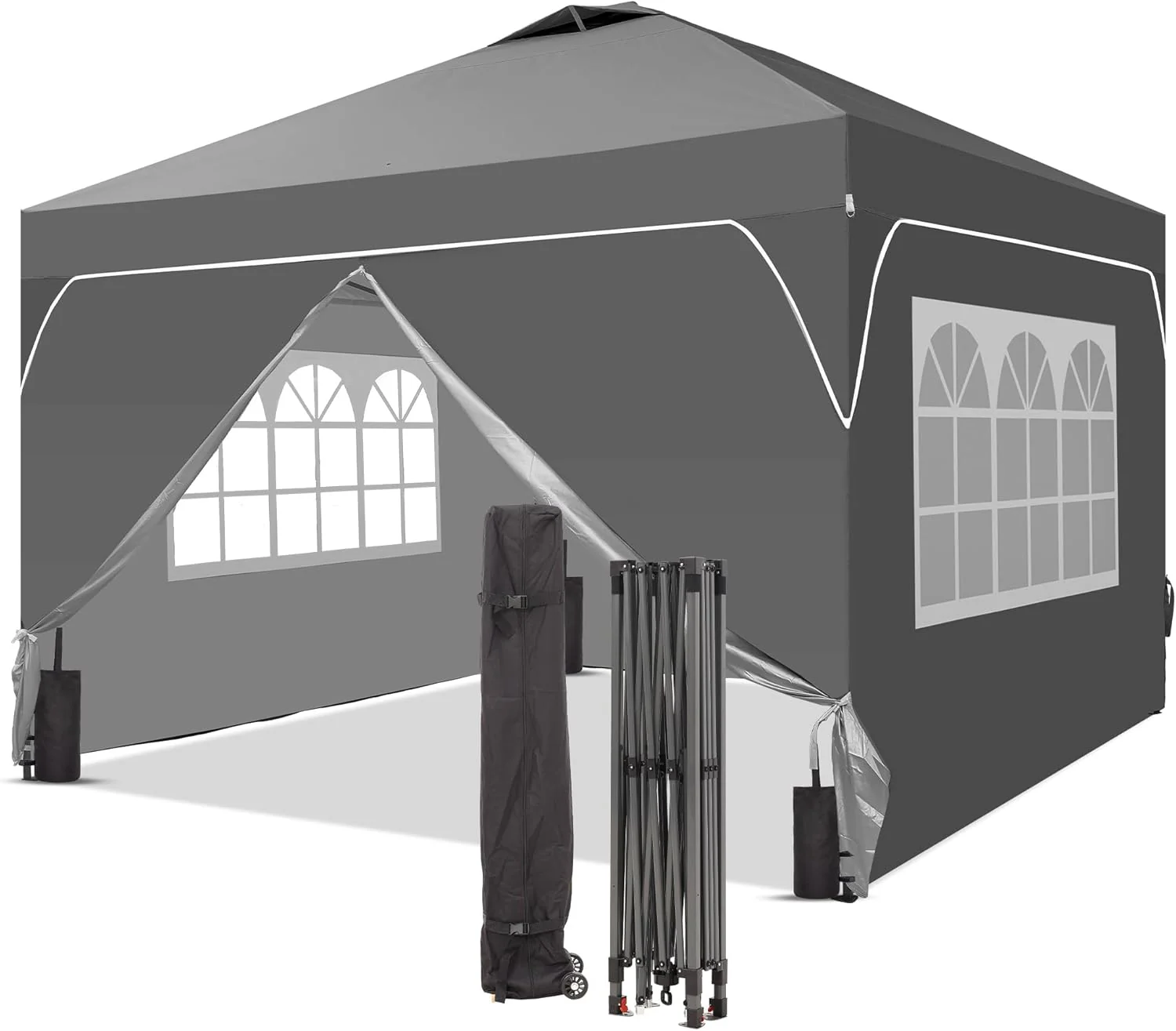 GDY 12x12 Pop Up Canopy Tent with 4 Sidewalls, Easy Set up with One Push Lift Gazebo