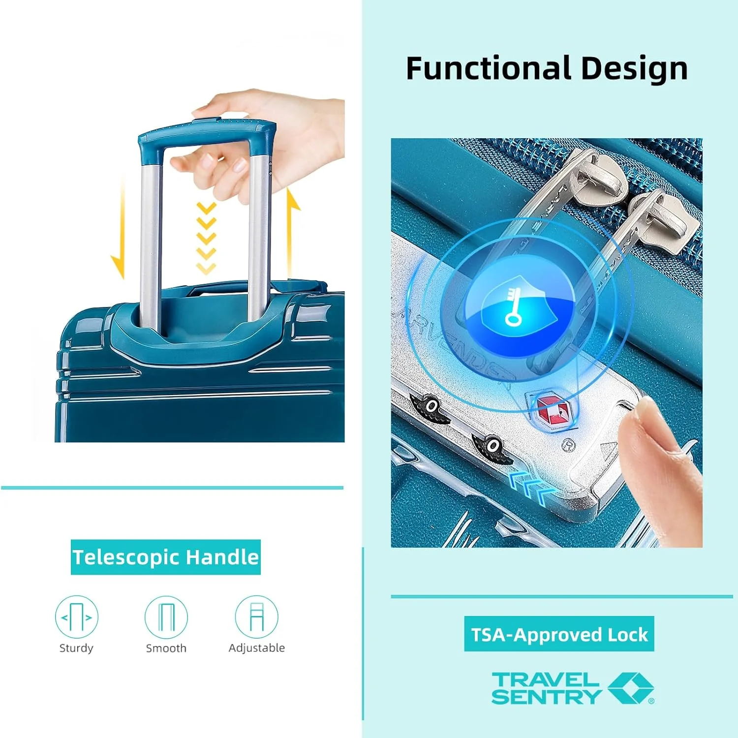 6-piece luggage set, expandable hardshell suitcase set with spinner wheels, lightweight rolling luggage set