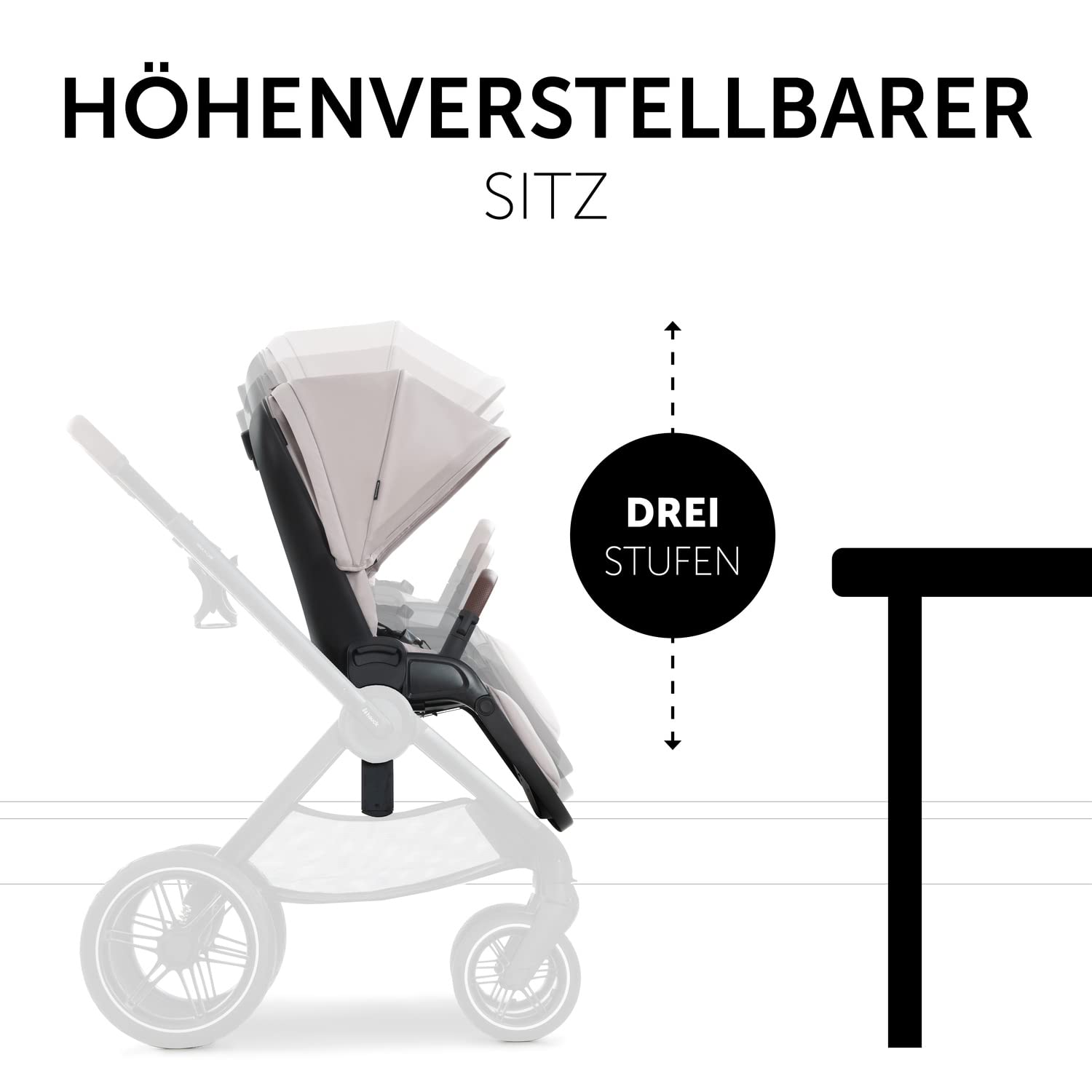 hauck 2in1 Kinderwagen mit Gummireifen Walk N Care Set ab Geburt bis 22 kg + 3 kg Korb, Wanne mit Memory-Knöpfen, Sitz mit Liegefunktion Wendbar Höhenverstellbar, Teleskopgriff, UPF 50+ (Beige)