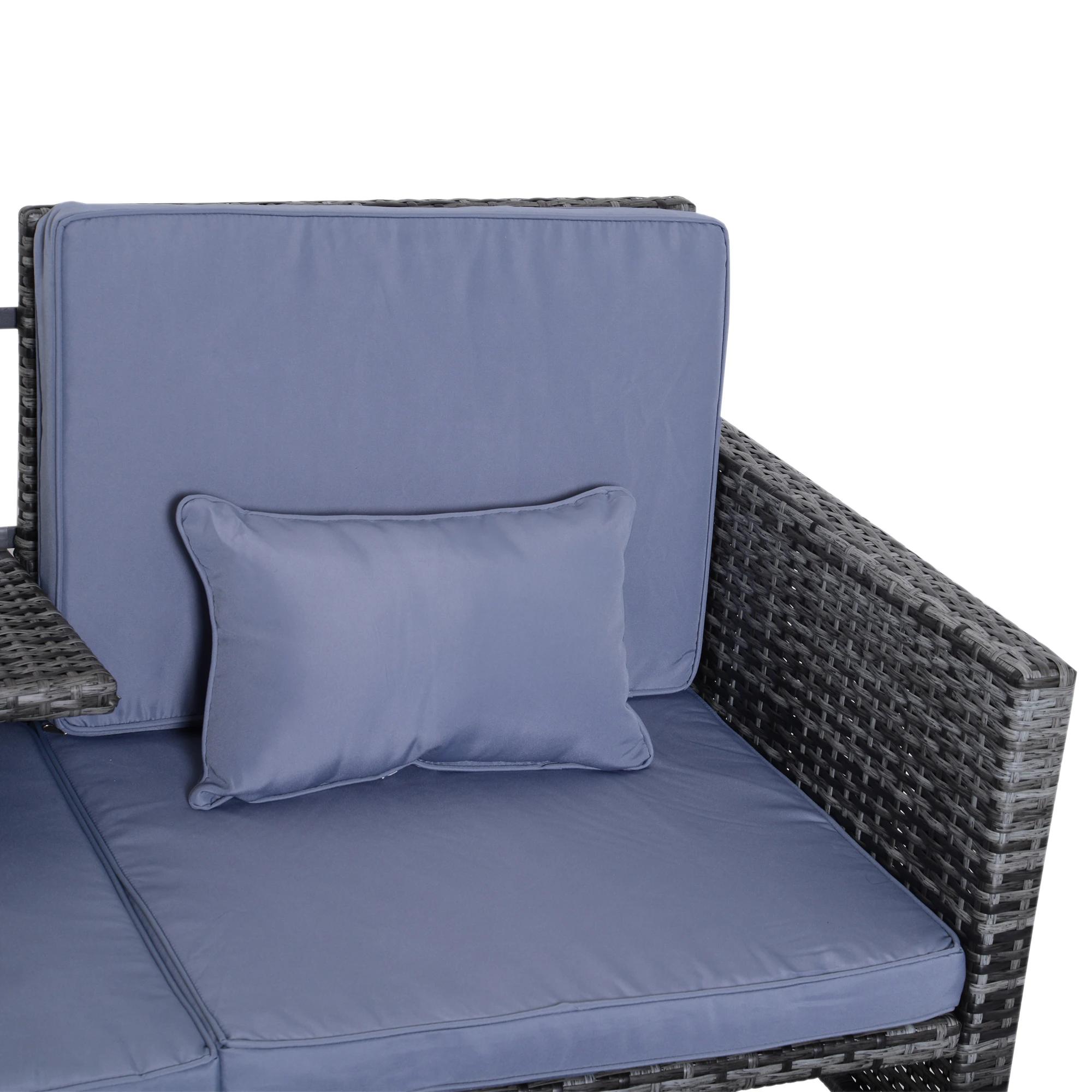 Tuinbankset lounge 3-delig Tuinset tuinmeubelen met sofa krukje kussens