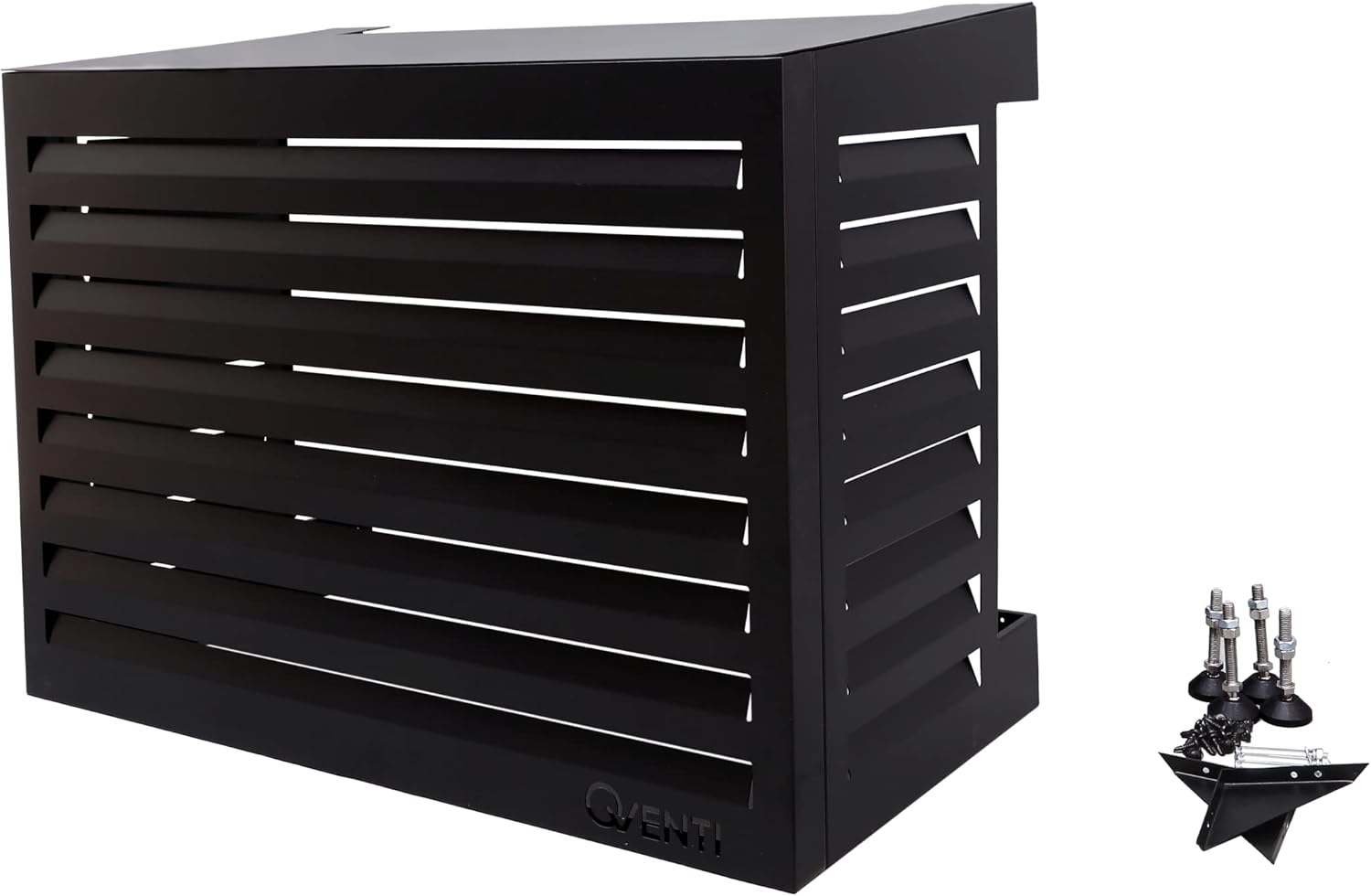 Qventi Abdeckung für Klimaanlage - Anthrazit/Grau - Aluminium - Schutzgitter - Verkleidung - Einfache Montage - Größe S - Außenmaße (LxBxH): 100 x 50 x 75 cm