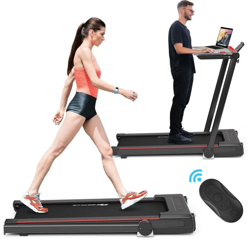 3 In 1 Folding Treadmill With Large Desk 225Hp Under Desk Treadmill Workout Running Machine For Home Gym Office With Lcd