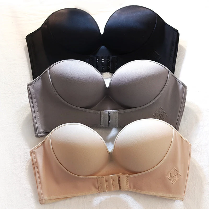 Tr?gerloser BH mit Push-up Effekt | Verst?rkte Cups f��r sicheren Halt | Rutschfest durch Silikonrand | Damen Unterw?sche