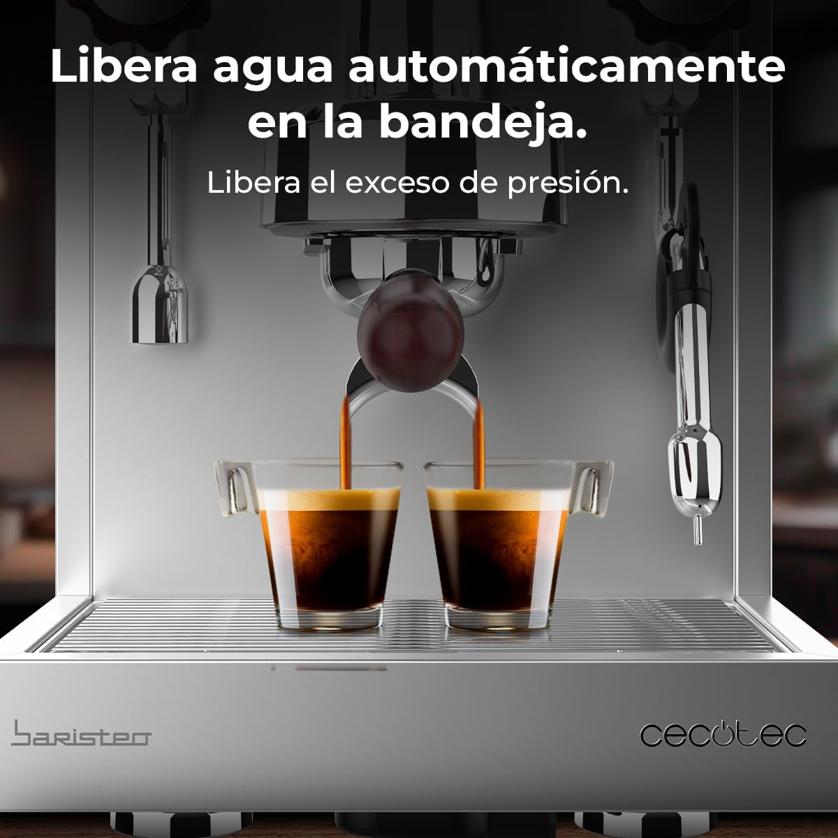 Cecotec Espresso-Kaffeemaschine Barista Baristeo Intima, professionelle Barista-Espressomaschine, Vorbrüh-System, 15 Bar Pumpe, einfaches Befüllen, 1,7L Wassertank und Tassenwärmer