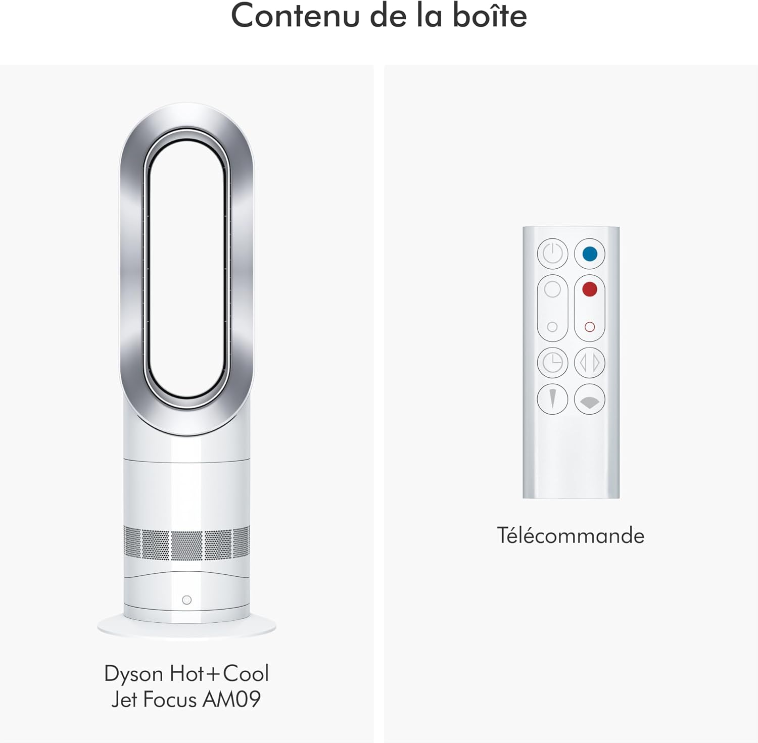 Dyson Hot+Cool Jet Focus Chauffage et ventilateur AM09 – 2-en-1 : chauffe et refroidit avec flux d'air puissant (Blanc/Argent)