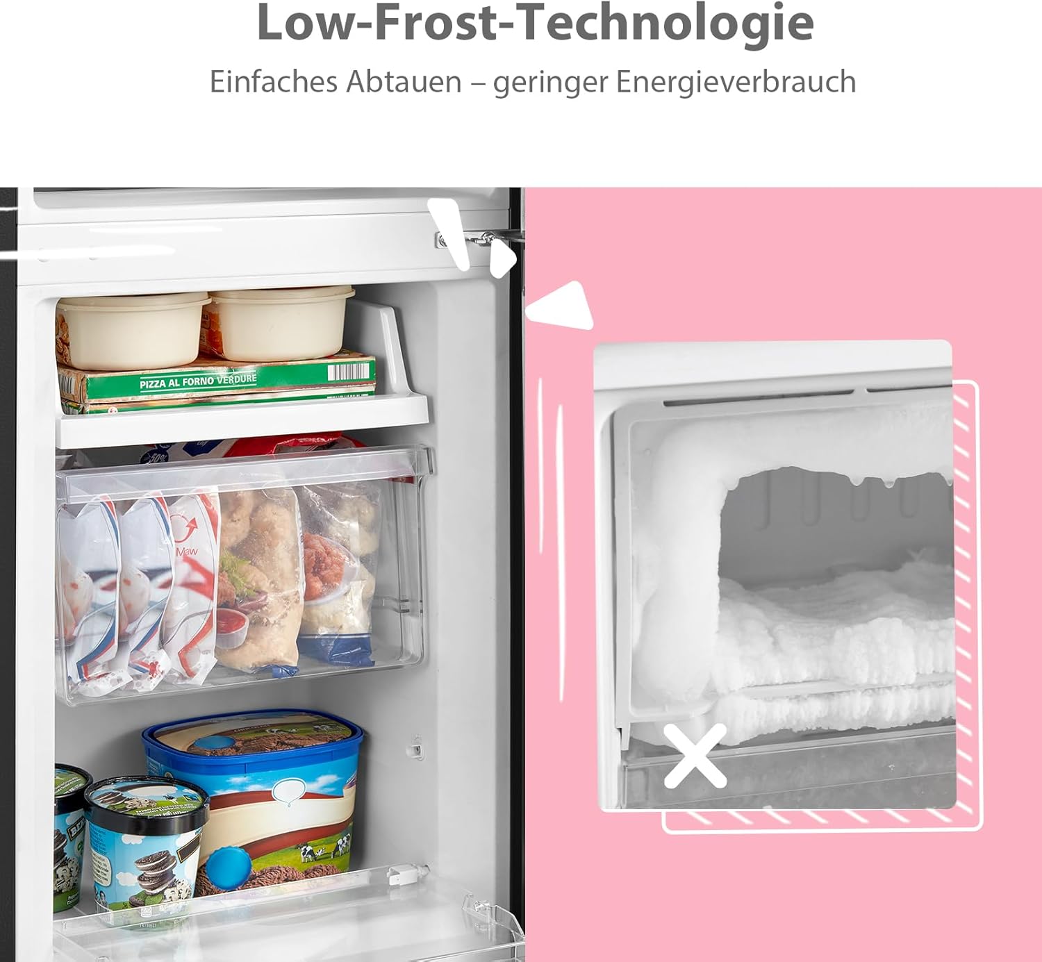 Comfee RCB169DK2(E) Fridge/Freezer Combination, 150 cm Height, Low Frost, Adjustable Fridge Temperature, LED Light, 195 kWh per Year, Fridge Capacity 115 L, 59 L Freezer, Black