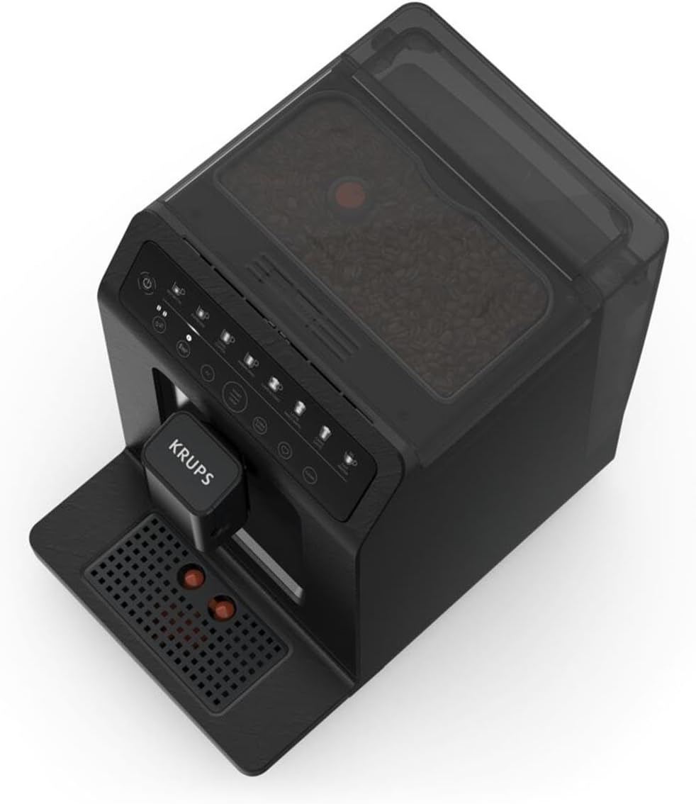 Krups Evidence ECOdesign Kaffeevollautomat mit Milchschlauch, 8 Getränke, 2-Tassen-Funktion, Recyceltes Material, Kaffeemaschine, Weiß/Schiefer, EA897A10