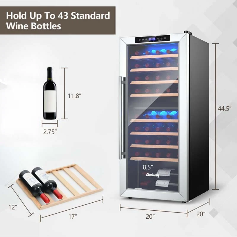 Eletriclife 43 Bottle Wine Cooler Refrigerator with 8 Shelves