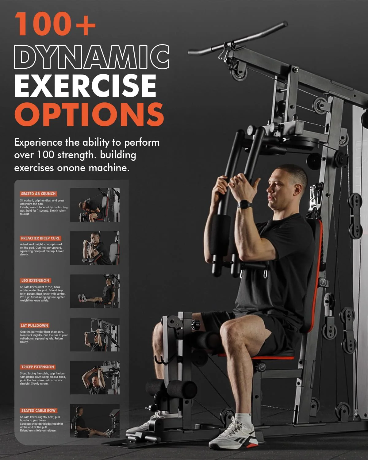 Mikolo Home Gym. Workout Station with 150LBS Weight Stack. Multifunctional Home Gym Equipment