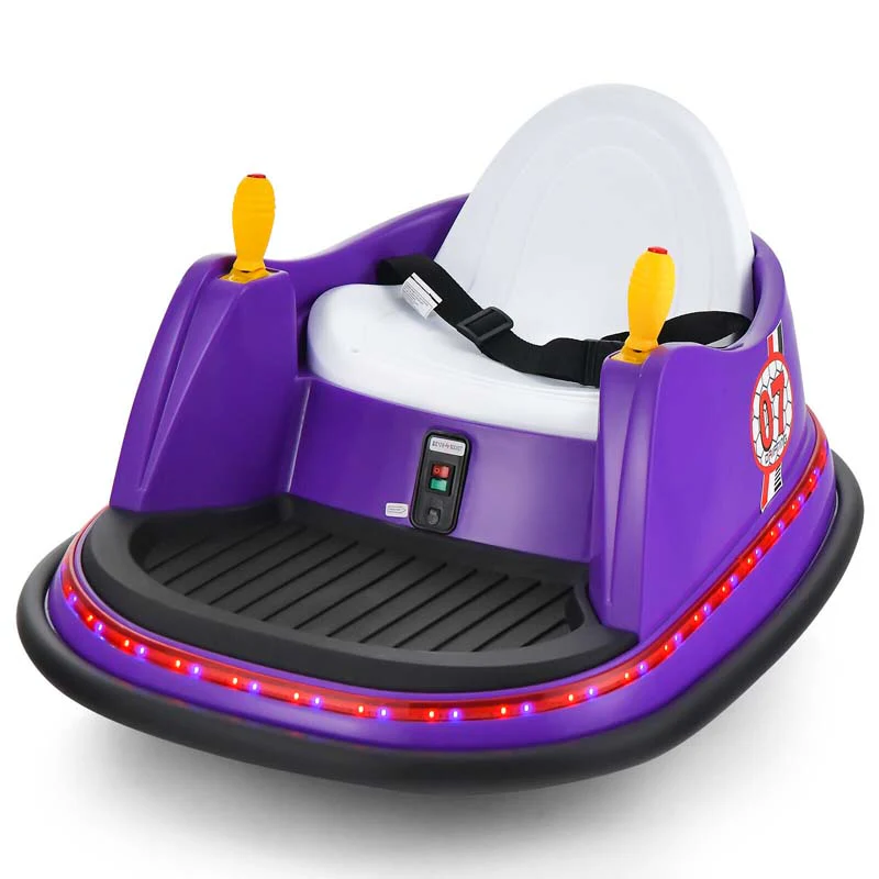 12V Toddler Bumping Car, Battery Powered Baby Ride on Bumper Car with Dual Joysticks, Flashing LED Light & 360 Degree Spin