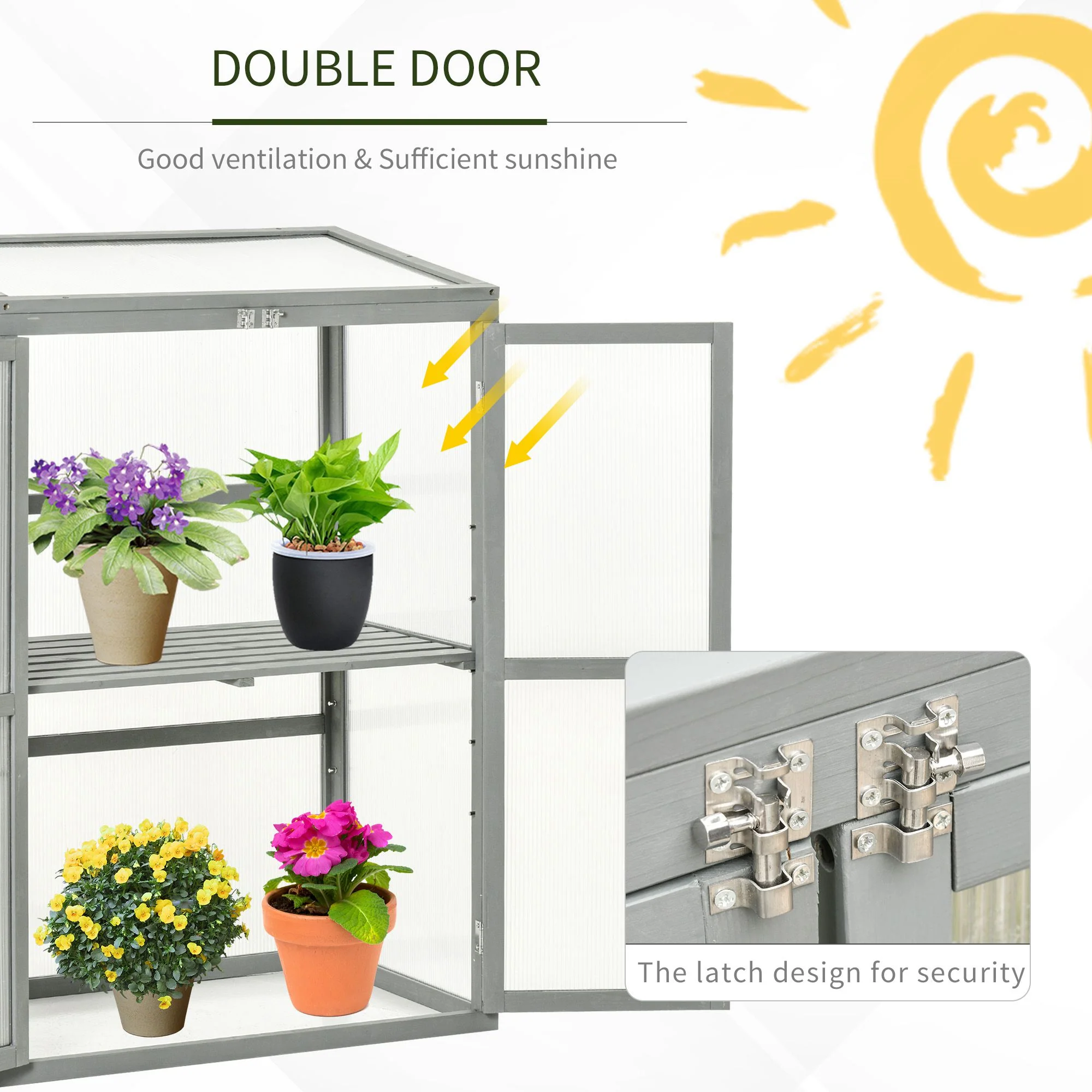 2025 Outsunny Koude Kas van Hout met Polycarbonaatpanelen voor Tuin en Teelt van Bloemen en Groenten