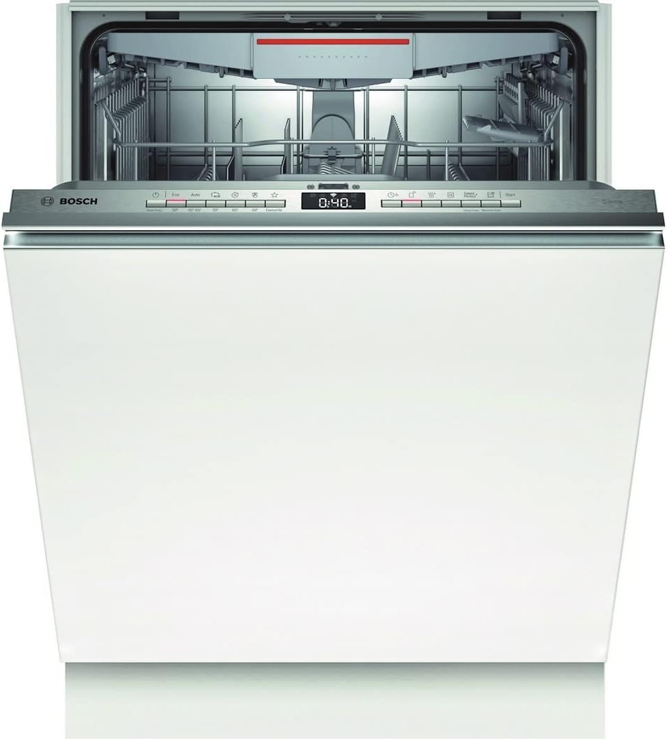 Bosch SMU4ETS08E, Serie 4, Smarter Unterbau-Geschirrspüler 60 cm, Besteckkorb, Spülmaschine mit Programmassistent, besonders Leise, höhenverstellbarer Oberkorb, Automatische Türöffnung, Edelstahl