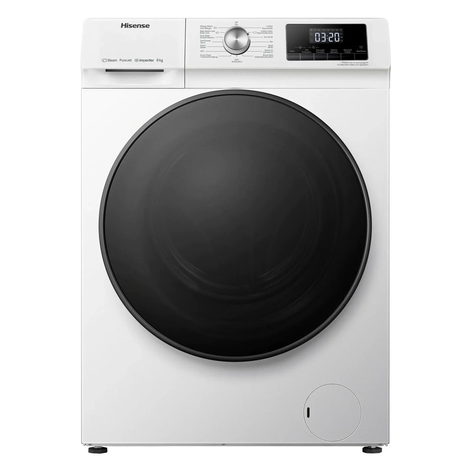 2025 Lavadora Hisense WFQA8014EVJM de carga frontal, 8 kg, 1400 rpm, color blanco