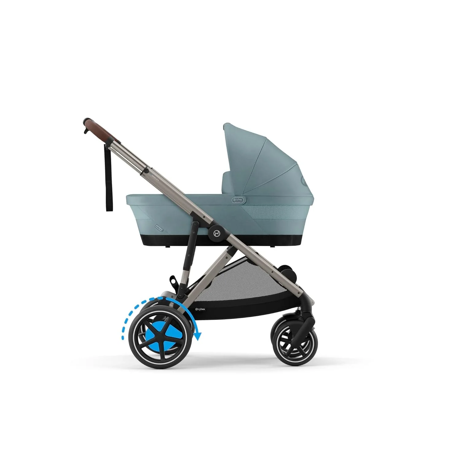 CYBEX Gold Kinderwagen e-GAZELLE S, Ab Geburt bis ca. 4 Jahre, Max. 22 kg (Single-Modus) / 2x 22 kg (Duo-Modus), All-in-1-System mit E-Antrieb und 20+ Konfigurationen, Moon Black