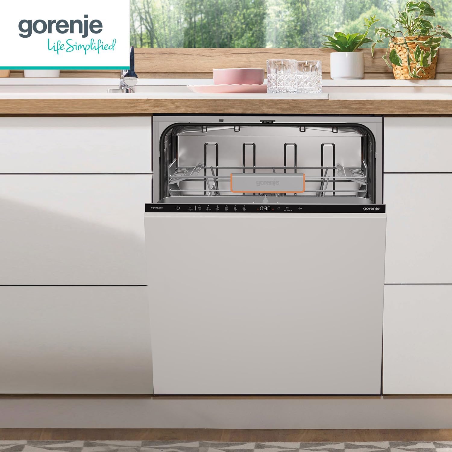 Gorenje GV663A66 Geschirrspüler/Einbaugerät FRONT NICHT ENTHALTEN/Made in EU/60 breite/16 Maßgedecke/8 Programme/TotalDry/Nachtprogramm/Status LED Licht/EEK: A-10%/Einbaumaße (HxBxT): 82 x 60 x 55,5cm