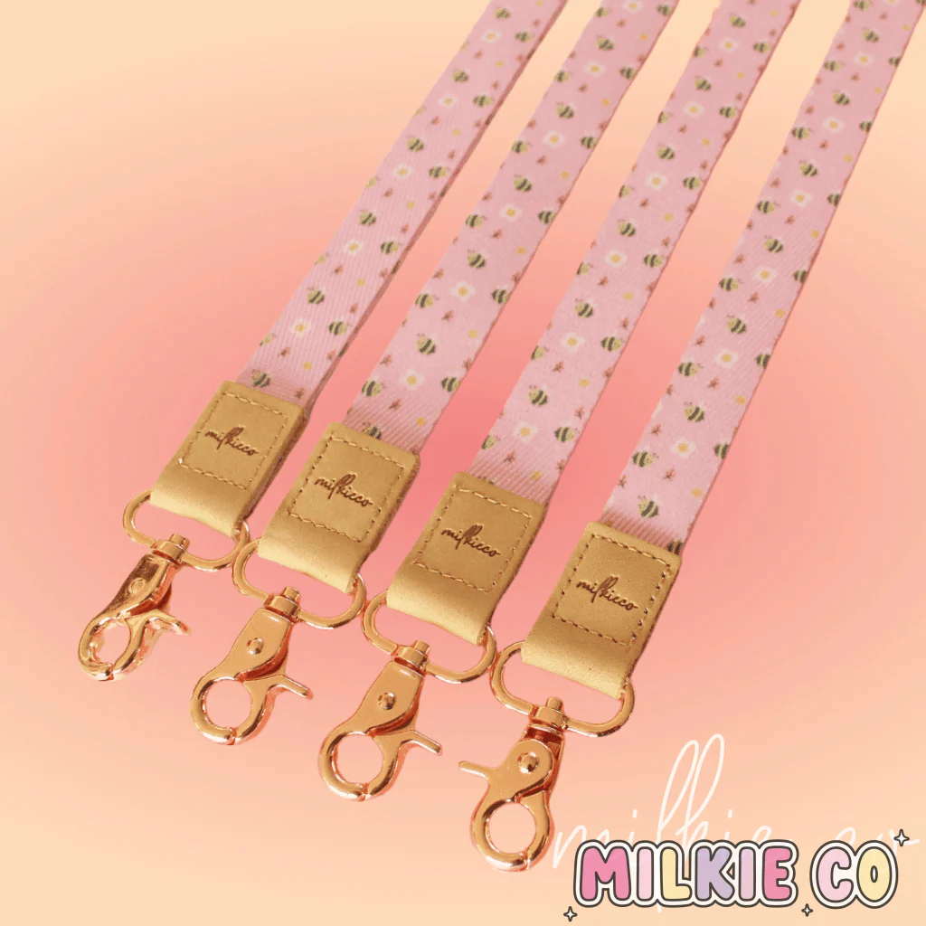 Pink Bee Fabric Lanyard