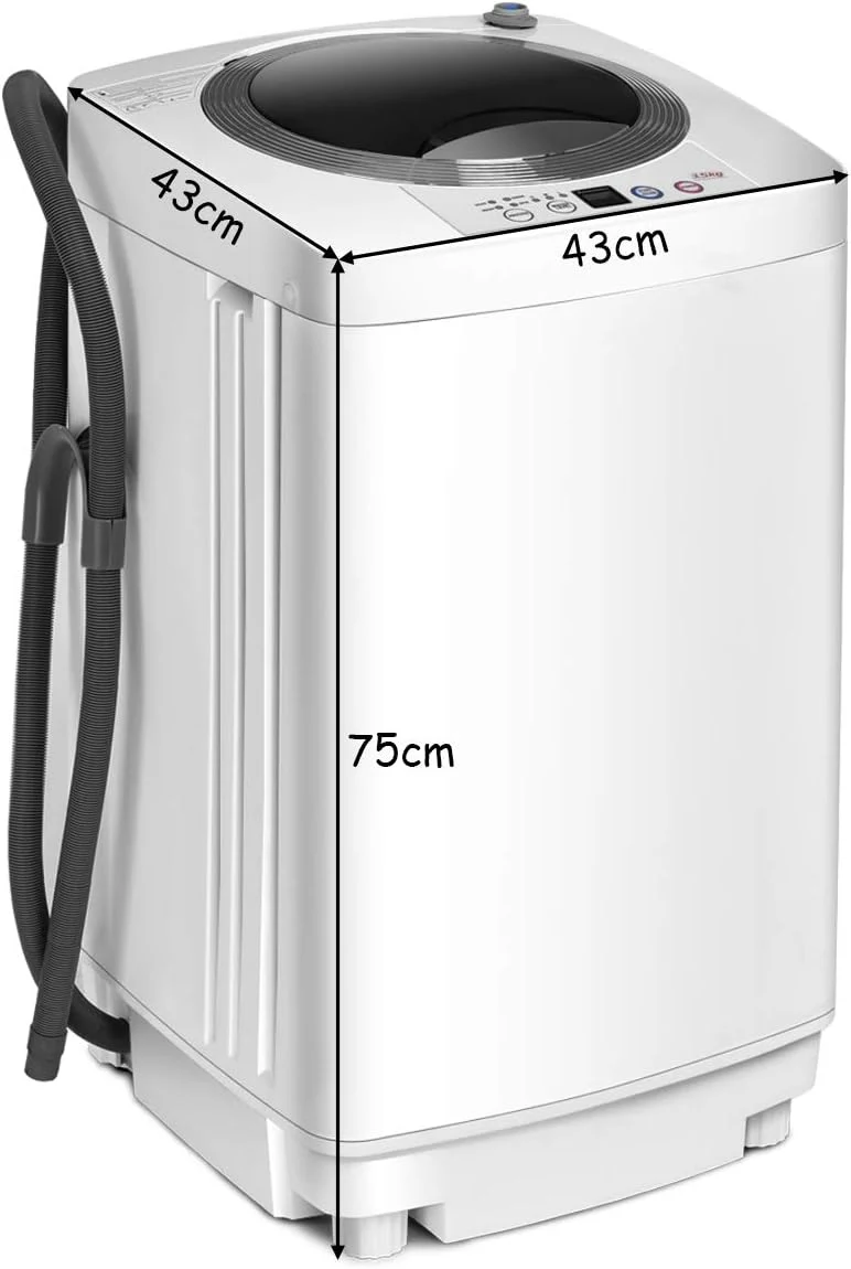 COSTWAY Mini Wasmachine 3,5KG, Volautomatische Wasmachine met Centrifuge, 6 Programma's, Bovenlader Wasmachine incl. Pomp, 240W Kleine Wasmachine voor Appartement, Camper & Camping