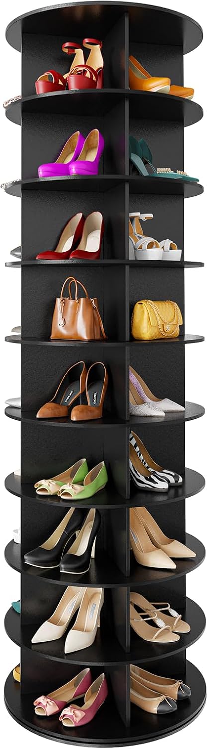 SpaceAid 7 Tier Rotating Shoe Rack Tower, Spinning Shoe Display Lazy Susan
