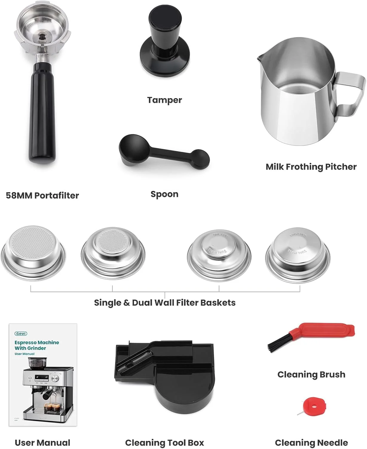 Gevi 20 Bar Espresso Machine with Grinder & Milk Frother