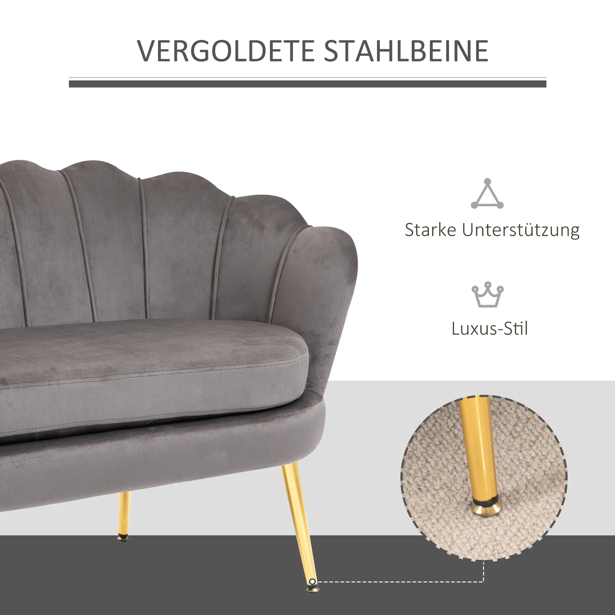 HOMCOM 2-zitsbank bank sofa fluweel velvet touch velours look