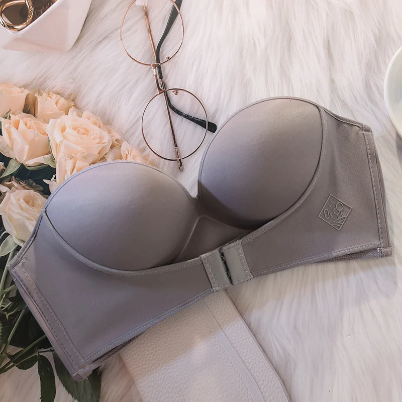 Tr?gerloser BH mit Push-up Effekt | Verst?rkte Cups f��r sicheren Halt | Rutschfest durch Silikonrand | Damen Unterw?sche