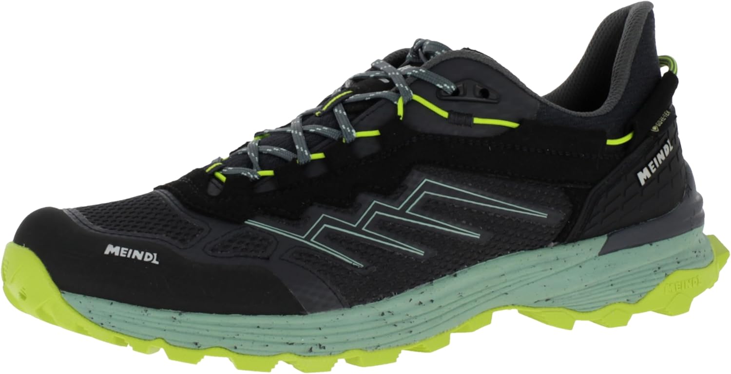Meindl Jamaica GTX wasserdichte und stabile Herren Multifunktionsschuhe mit griffiger Laufsohle | Trekkingschuhe | Wanderhalbschuhe | Outdoorschuhe Schwarz/Lime EU 46