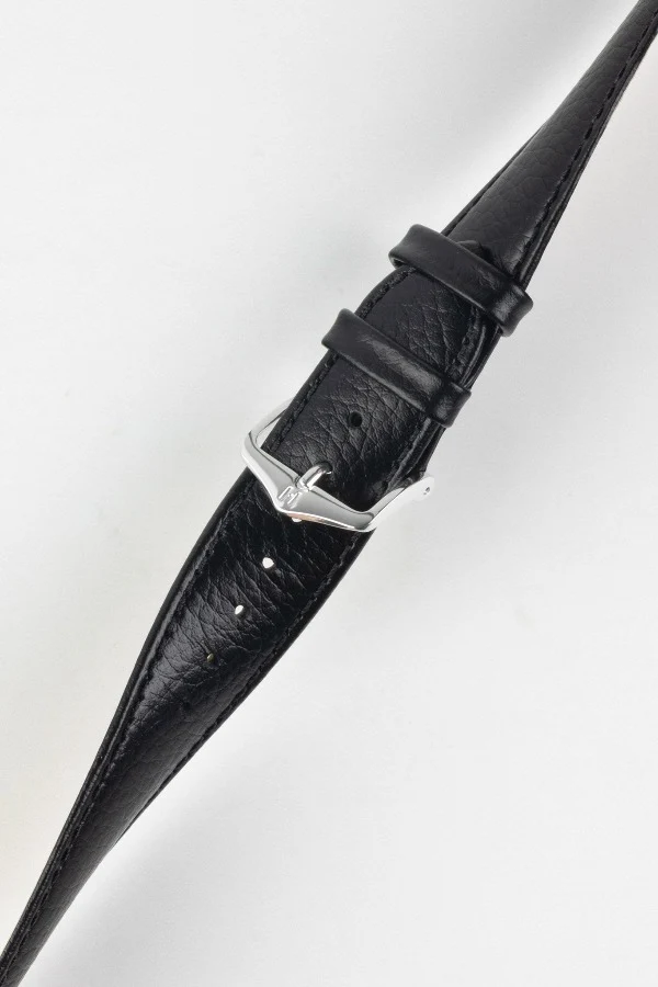 Hirsch KANSAS Buffalo Embossed Calf Leather in BLACK with Black Stitch