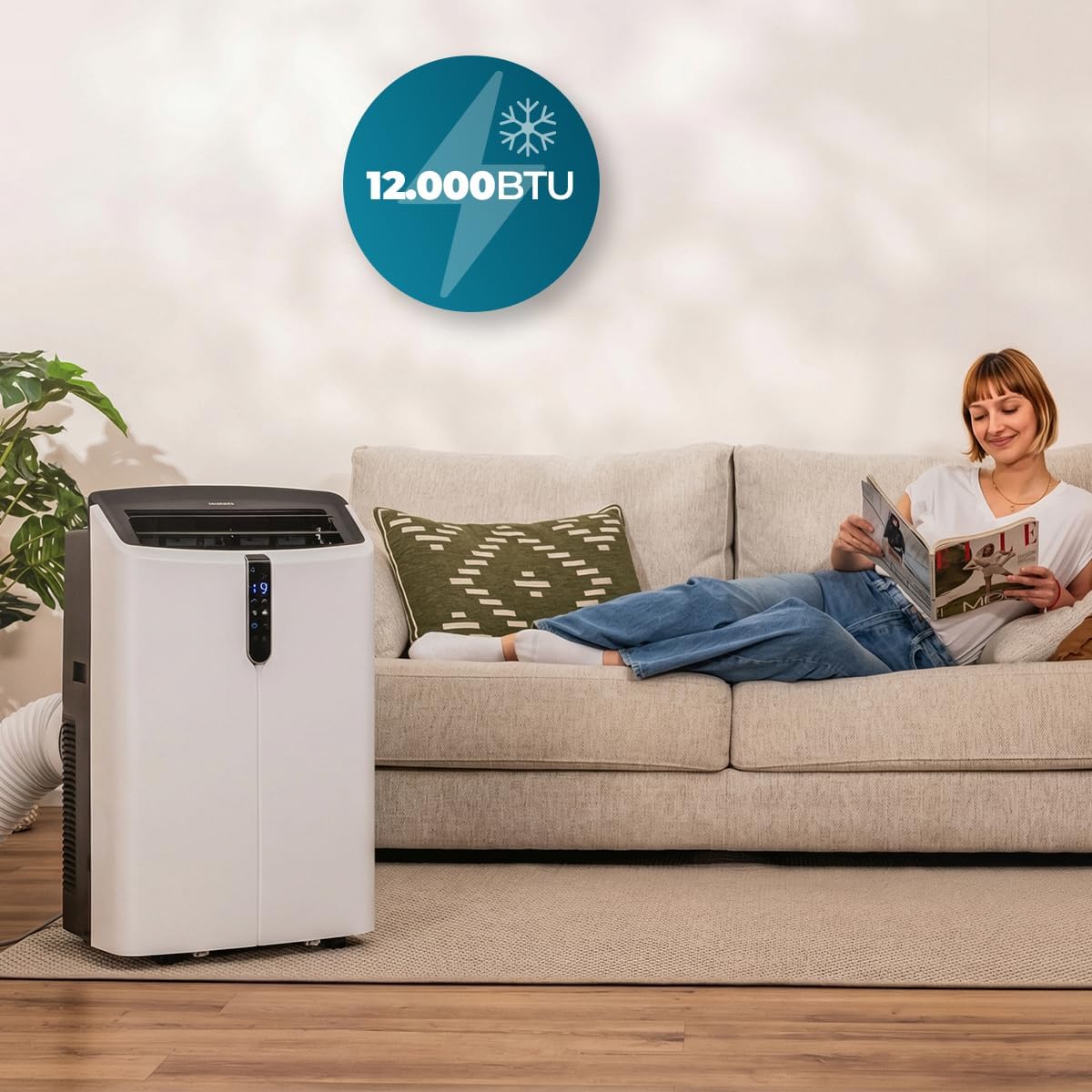 Cecotec Mobile Klimageräte ForceClima 12600 Nux Heating. 12000 BTU, Heizfunktion, 5 Modi, 3 Stufen, bis 30 m², Entfeuchter 28 L/Tag, LED-Display, Fernbedienung, Timer, Oszillation, R290, Klasse A