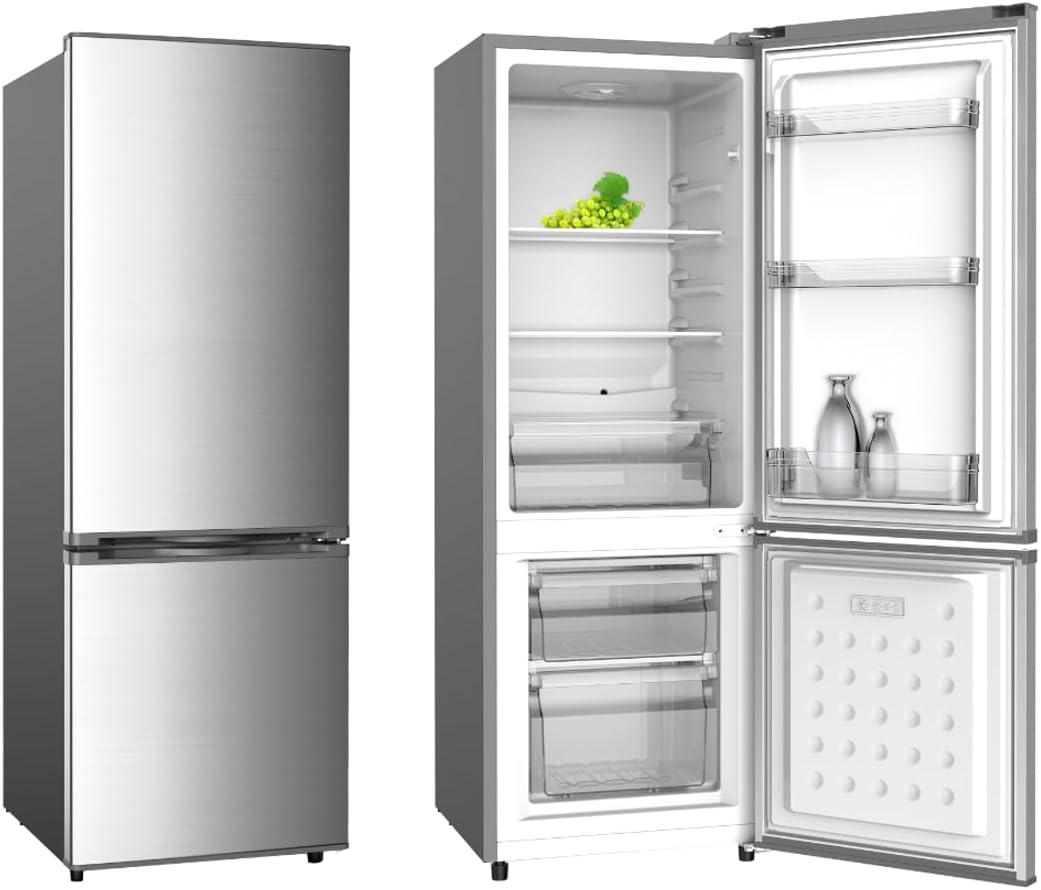 PKM Freistehend Kühl-Gefrierkombination KHKG173IXC Inox 161L LED Beleuchtung 145 cm Energieklasse C