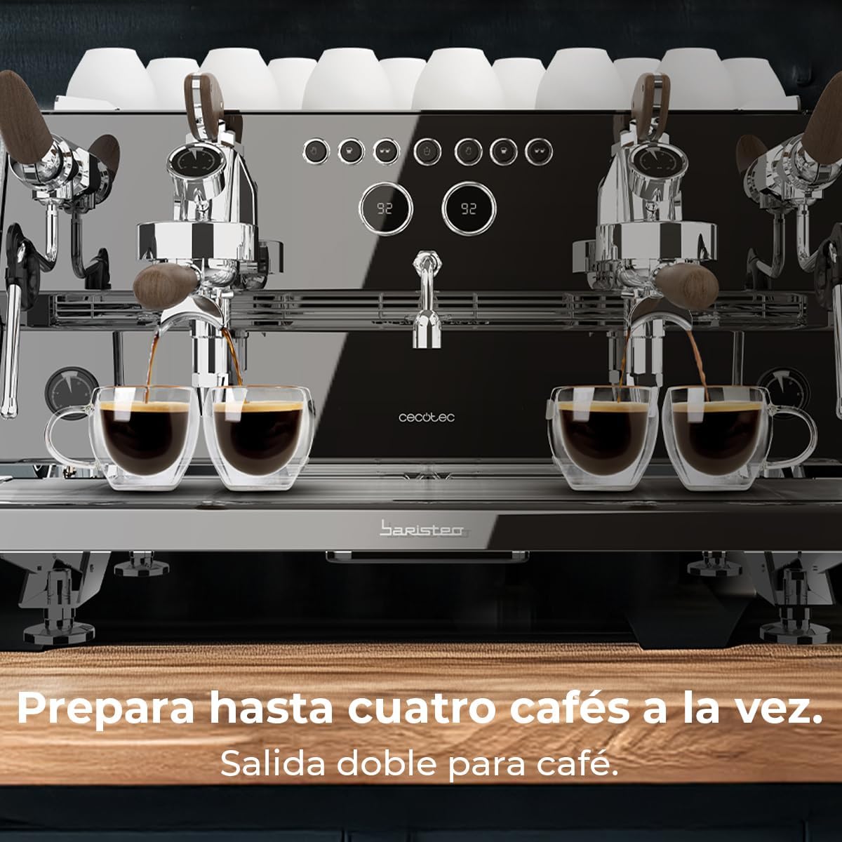 Cecotec Espresso-Kaffeemaschine Barista Baristeo Intima, professionelle Barista-Espressomaschine, Vorbrüh-System, 15 Bar Pumpe, einfaches Befüllen, 1,7L Wassertank und Tassenwärmer