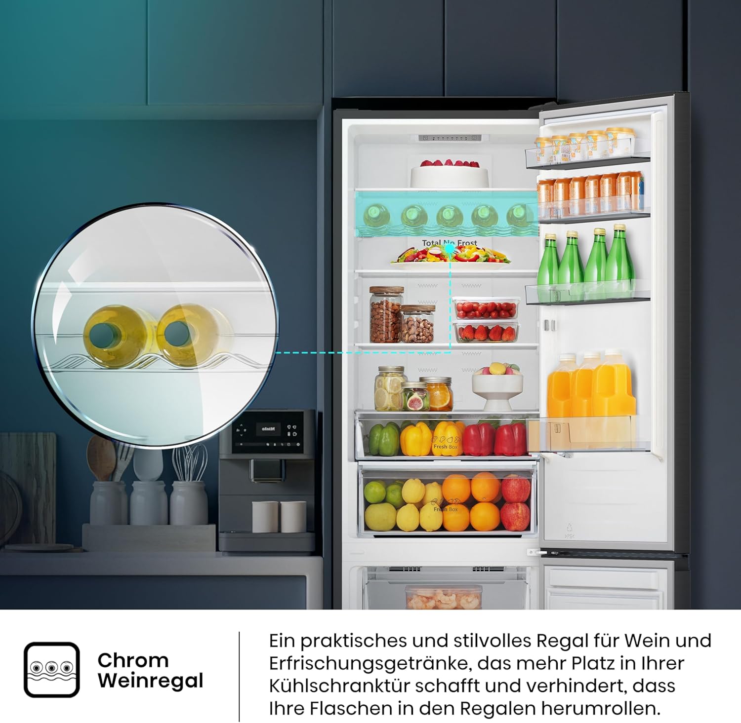 Hisense RB327N4AD2 Kühl-Gefrierkombination/ NoFrostPlus/ Multiflow 360°/ HolidayMode/ FreshZone/ 182,4 cm/ Kühlteil 171 l/ Gefrierteil 85 l/ 41 dB/ 287 kWh/ Jahr/ Edelstahl-Look