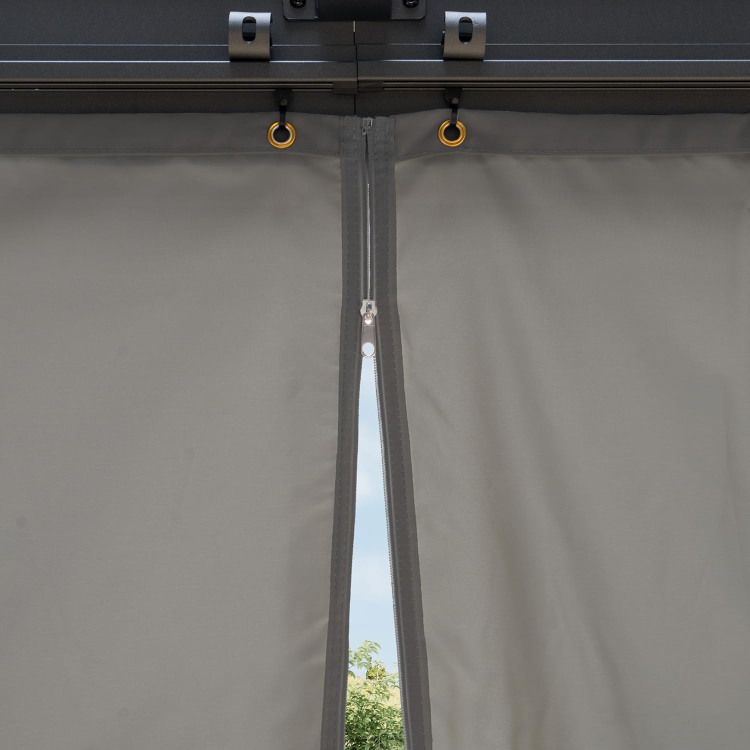 PRIMEYARD Gartenpavillon 3x4 m mit Polycarbonatdach - Hardtop Pavillon mit 4 Seitenteilen in Grau