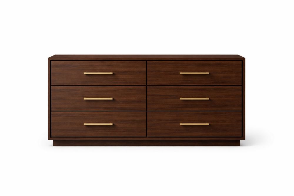 Wood Dresser with Six Drawers, Brown, 140cm x 75cm x 40cm