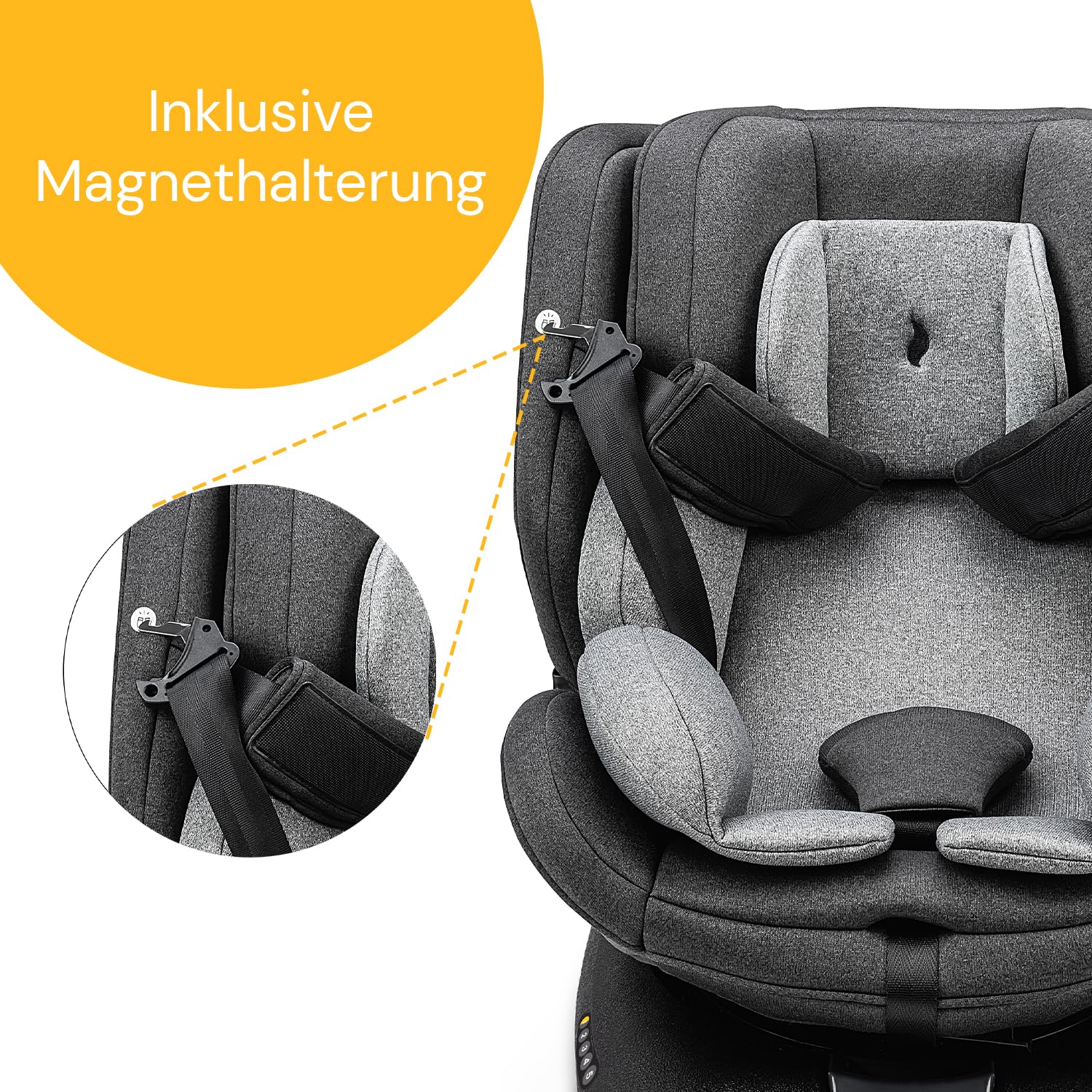 Osann Eno360 i-Size, drehbarer Kindersitz 40-150 cm, Reboarder mit Isofix, Baby Autositz – All Black