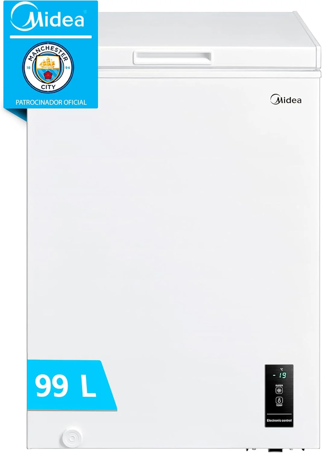 MIDEA Arcon Congelador Pequeño Horizontal de 99L, Motor Inverter, Control Electrónico de Temperatura, Tecnologia D-TYPE Tube, Cestas con Asa, Easy Move, Silencioso 39dBA, Bajo Consumo, Blanco