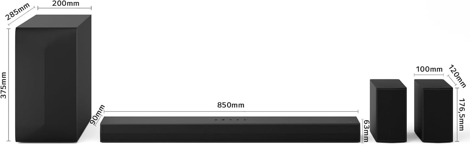 LG S60TR - Barra de Sonido Inteligente, 440W, 5.1 Canales, Sonido Envolvente Dolby Digital y DTS, Amplia Conectividad, HDMI, Bluetooth, USB, Entrada Óptica, Negro