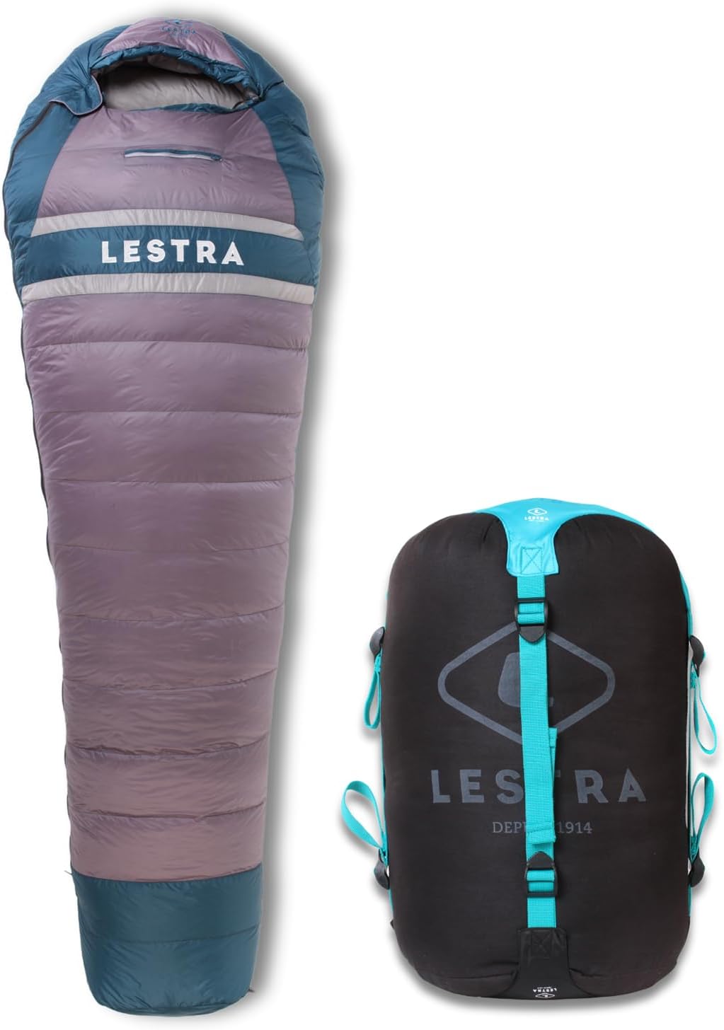 Lestra Sport - Alaska Extrem – Schlafsack für Extreme Kälte – Limittemperatur –19 °C – Entendaunen – Erwachsene – 220 x 80 – 1,6 kg - Grau