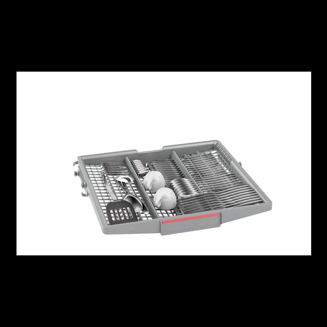 Bosch SMU4ETS08E, Serie 4, Smarter Unterbau-Geschirrspüler 60 cm, Besteckkorb, Spülmaschine mit Programmassistent, besonders Leise, höhenverstellbarer Oberkorb, Automatische Türöffnung, Edelstahl