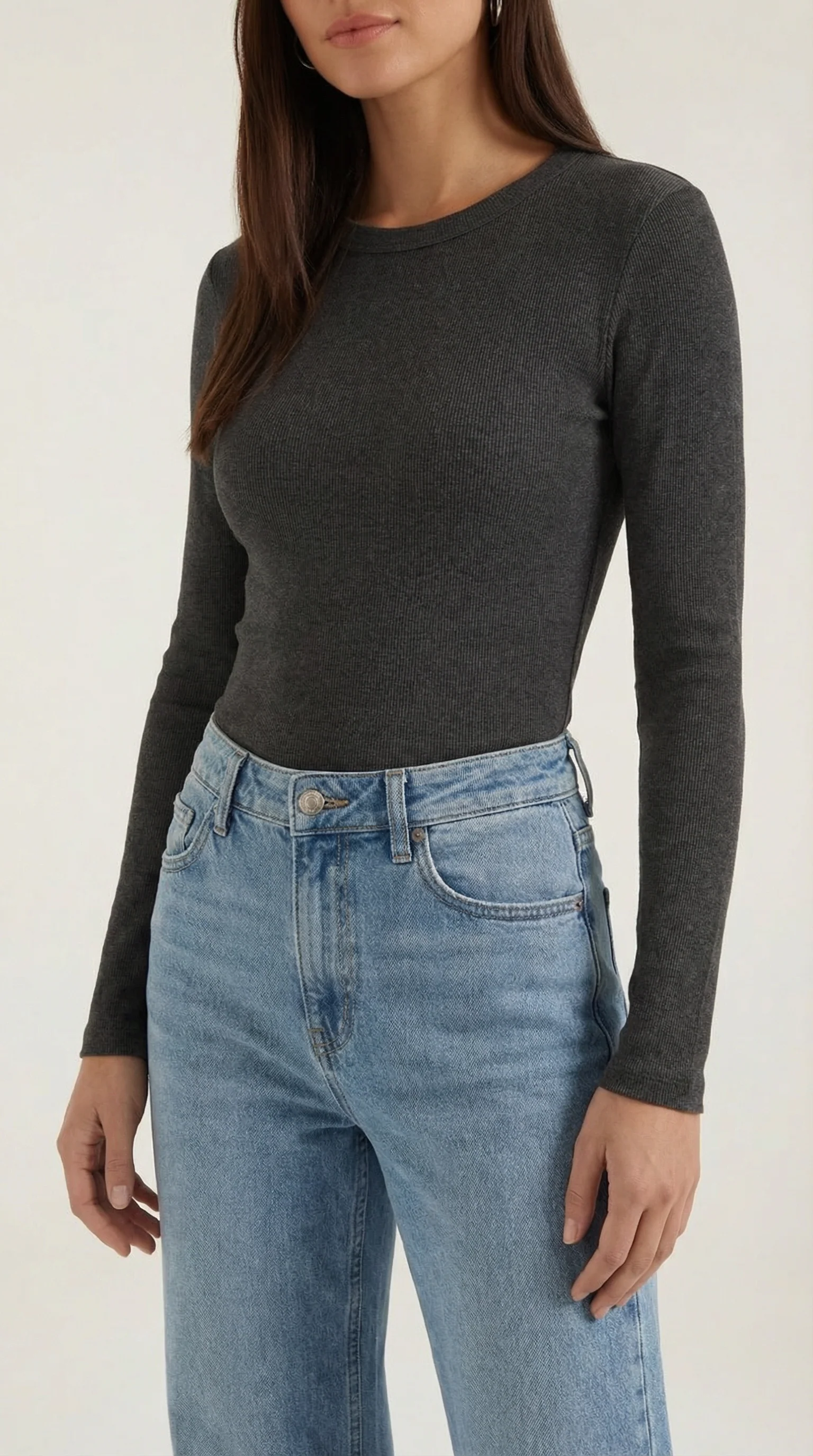 Langarmshirt mit gerippter Struktur