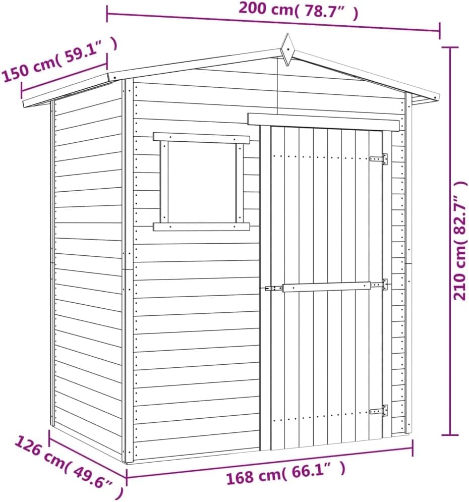 Gartenhaus Schuppen, Tool Shed Garden Shed, Storage Shed, Wooden Garden, 1,5 x 2 m Kiefernholz Imprägniert