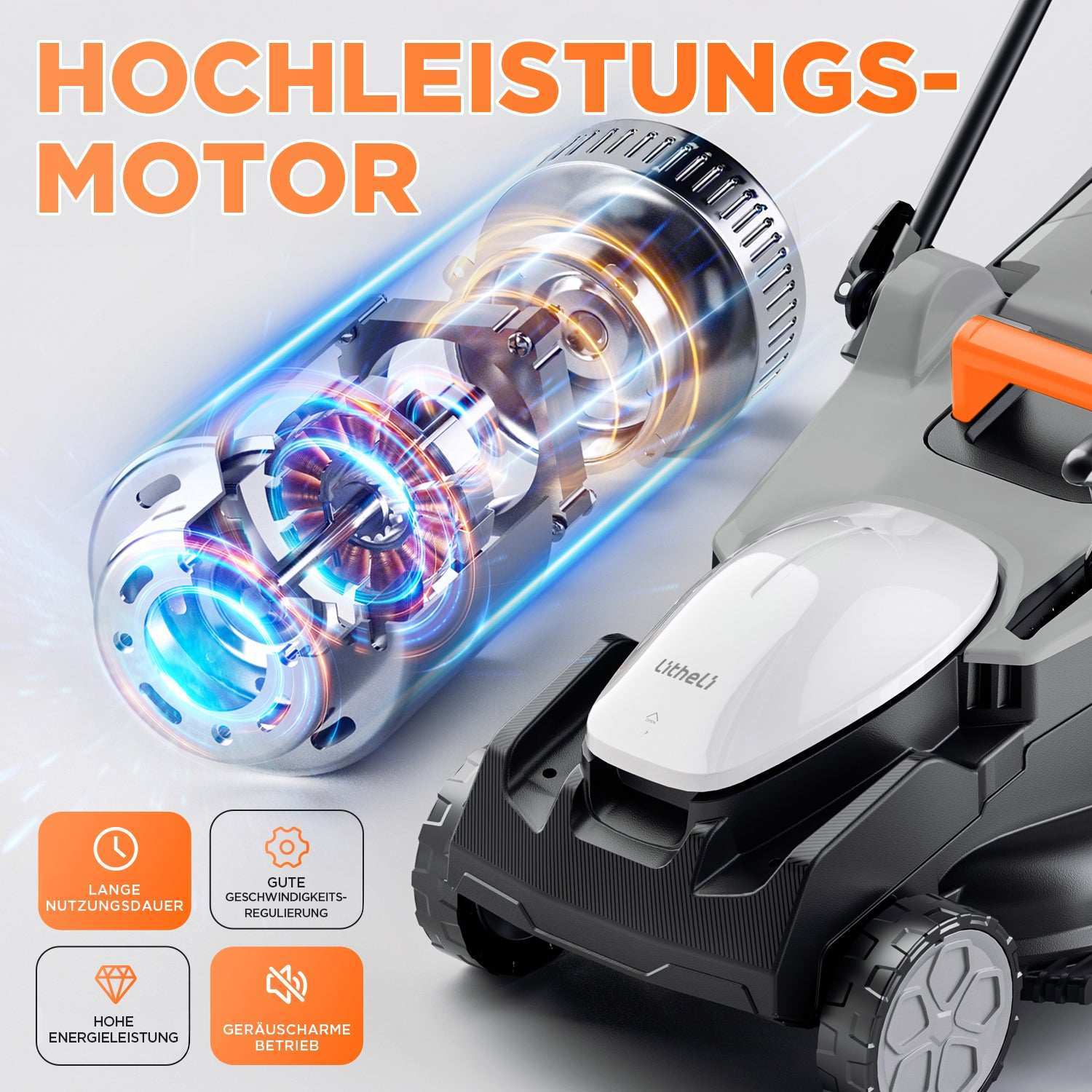 Handy+ U20 2 * 20V 37 cm Draadloze Grasmaaier | Inclusief 2 * 4,0 Ah SE-accu��s | Moeiteloos maaien van gazons tot 300 m2