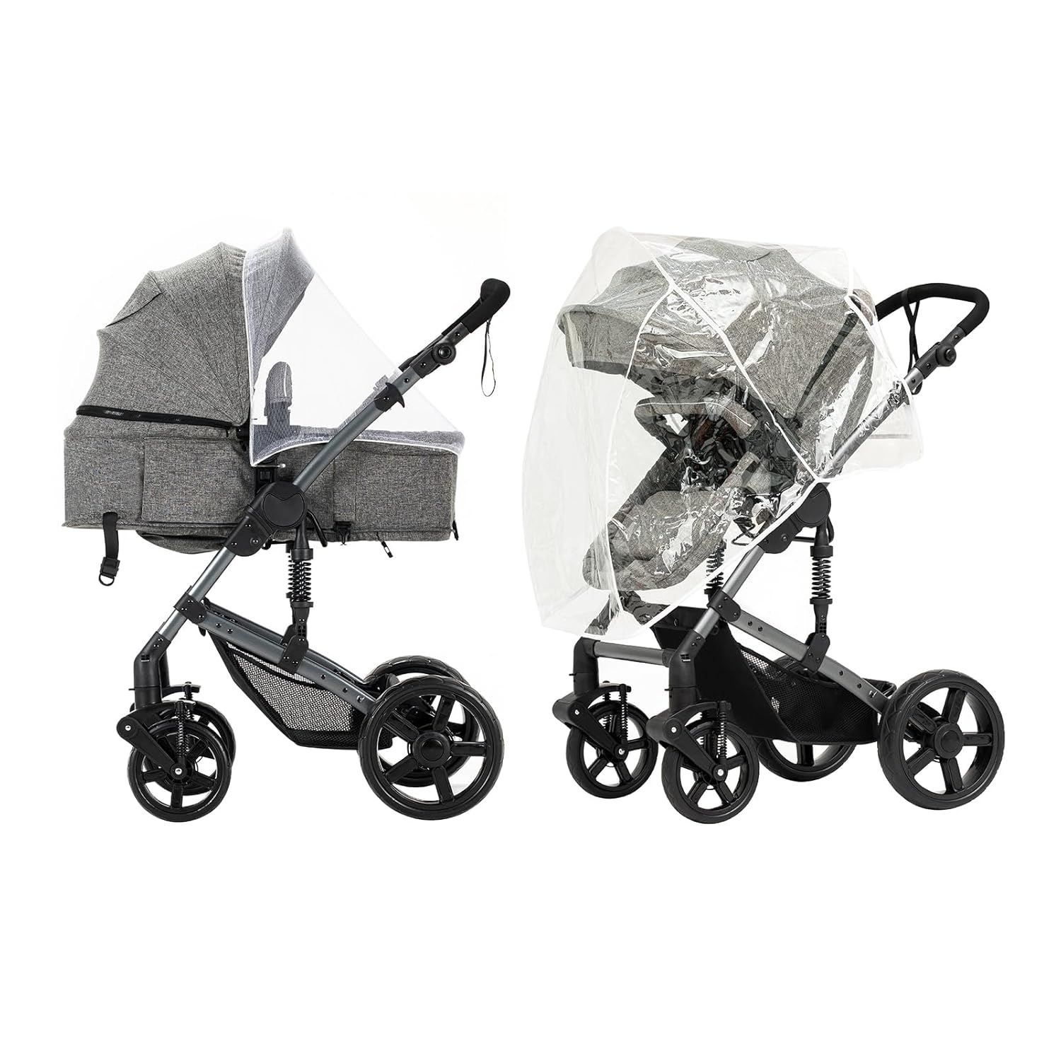 3 in 1 Kombikinderwagen 3 in 1 Reisesysteme Kinderwagen Infant Hochlandschaft Liegender Buggy Kinderwagen Neugeborenen Kinderwagen Faltbarer Standardkinderwagen (906 White)