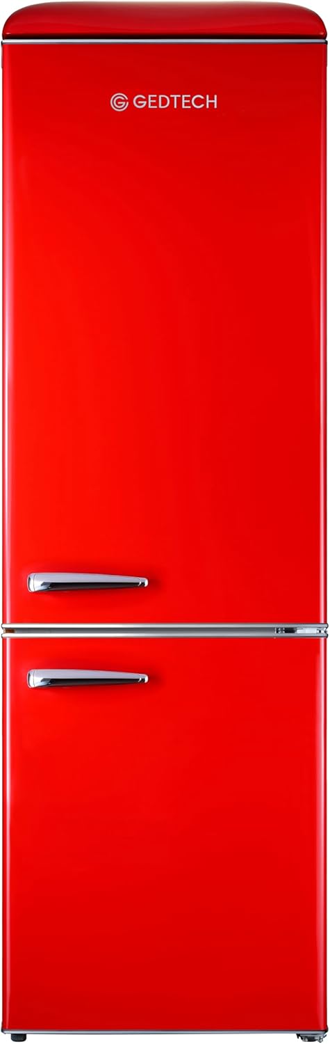 GEDTECH Refrigerateur combiné vintage GCBV310RD - Congélateur bas - Rouge - Capacité 310 L - Faible conso