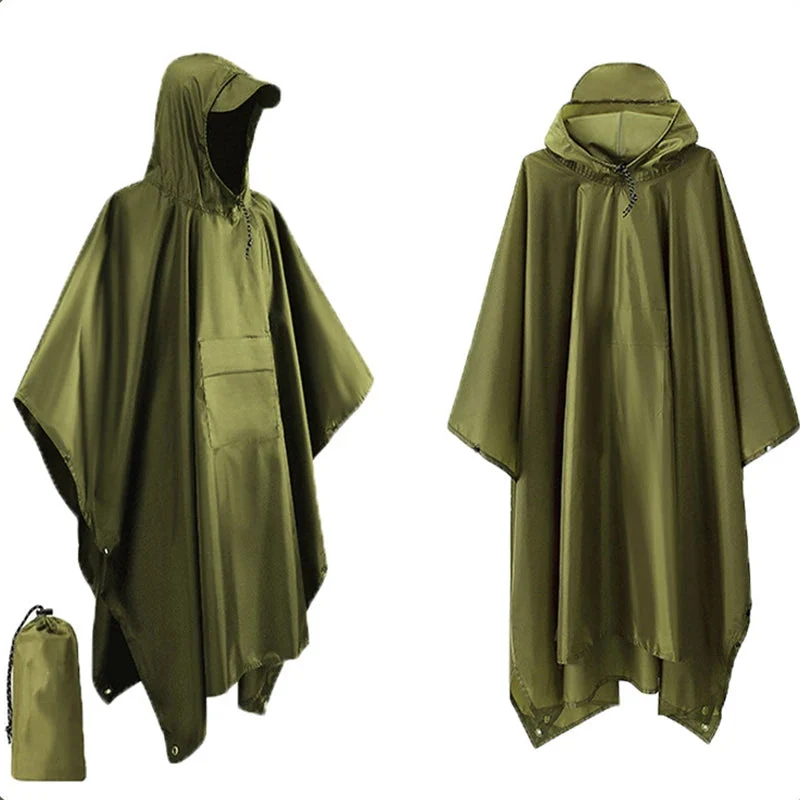 3-in-1 Milit?r-Regenmantel mit Kapuze �C Wasserdichter Poncho