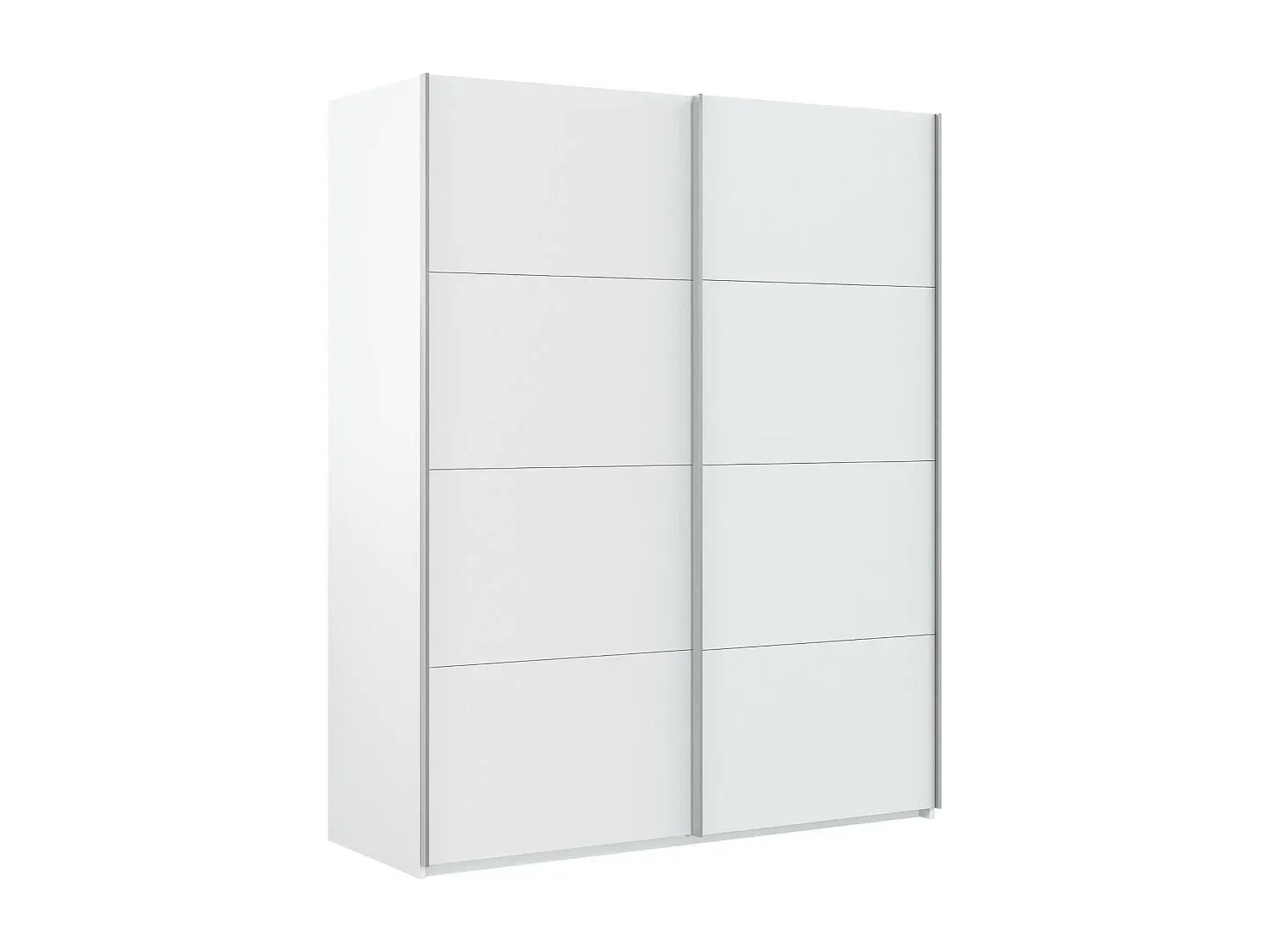 Schlafzimmerschrank mit Schiebetüren, Kleiderstange und Einlegeböden, Weiß, 150x60x200 cm