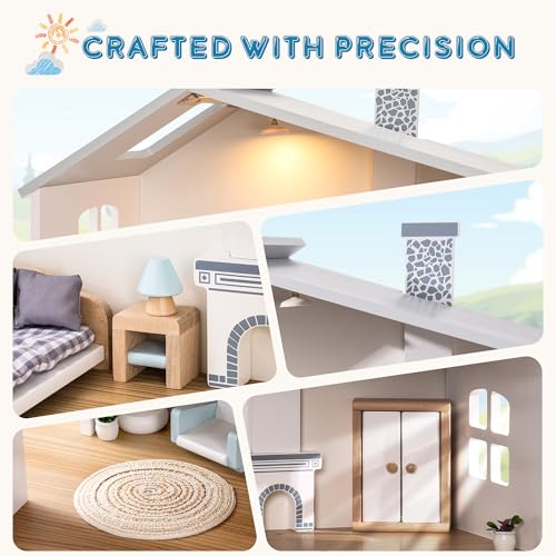 ROBUD Casa delle bambole in legno luci,3 piani, inclusi mobili e scale, giocattoli per bambini dai 3 anni in su : Amazon.it: Giochi e giocattoli