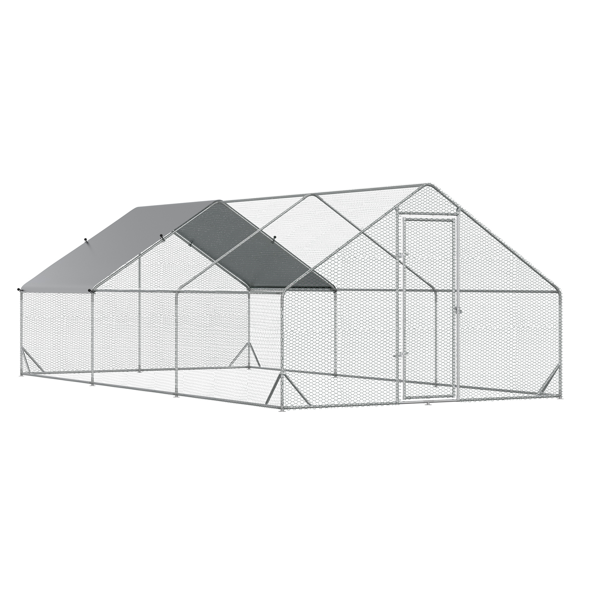 Pawhut kippenhok 300cm x 600cm x 200cm gegalvaniseerd staal