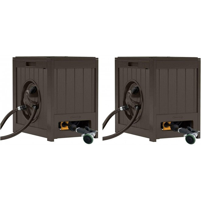 Suncast 125�� Aquawinder Automatische Terugspoel Wateraangedreven Tuinslanghaspel, Java (Set van 2)