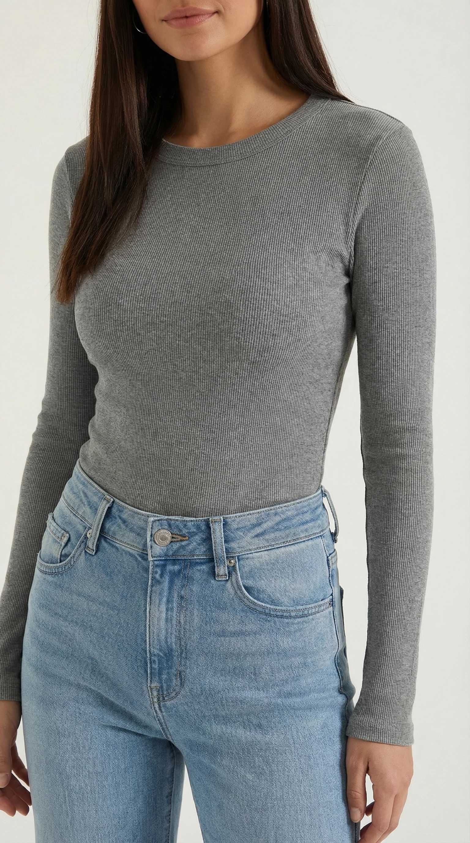 Langarmshirt mit gerippter Struktur