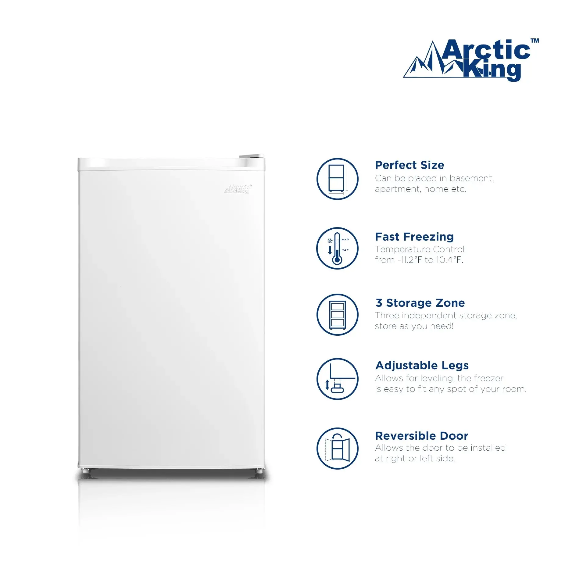 Arctic King 3.0 Cu. Ft. Staande Vriezer met Roestvrijstalen Deur, E-Star